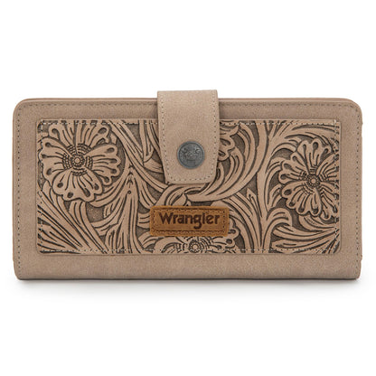HOTMontana West X Wrangler Large Womens Wallet Western Tooling Flower Wallets, Card Cases & Money Organizers Bifold Card Cash Phone Wallet Ladies Female Travel Clutch Wallets with RFID Lining