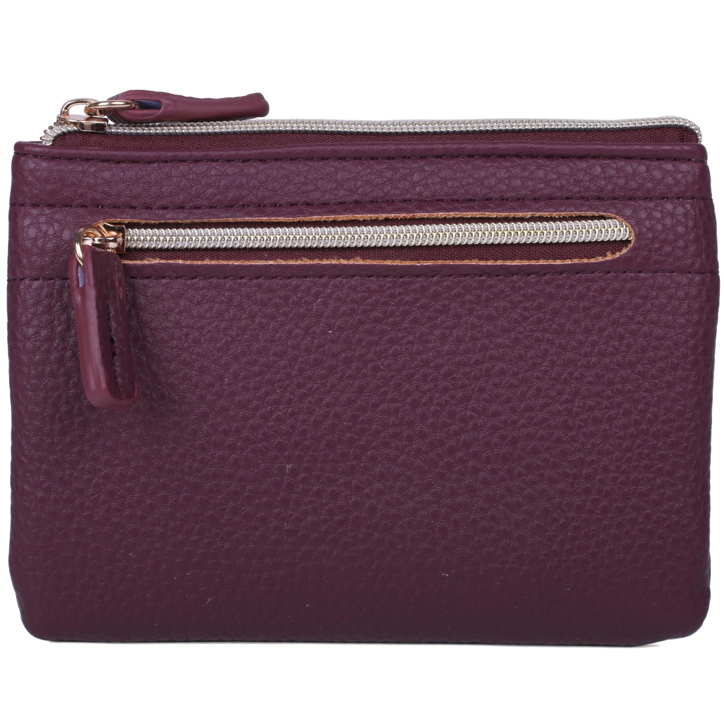HOTJulia Buxton Vegan Leather Wallet with Zipper, ID Windows, RFID Blocking, Card Slots & Key Ring, Compact Coin & Card Holder Case, Gift Idea, True Blue