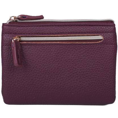 HOTJulia Buxton Vegan Leather Wallet with Zipper, ID Windows, RFID Blocking, Card Slots & Key Ring, Compact Coin & Card Holder Case, Gift Idea, True Blue