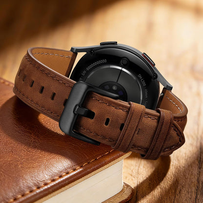 HOTGEAK 20mm 18mm 22mm Leather Band Compatible with Garmin Vivoactive 5/6/4/3 Watch Bands, Venu 4/Venu 3S/2S, Quick Release Vintage Genuine Leather Strap for Venu 3/2/Forerunner 265/165 Men Women