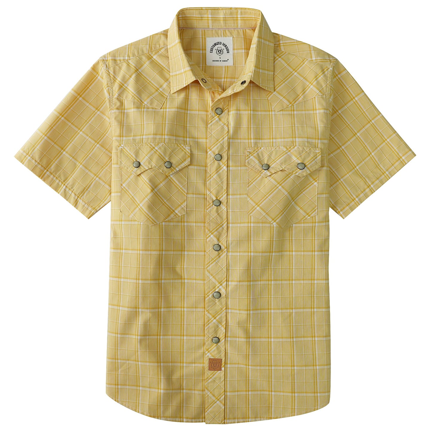 HOTDubinik® Pearl Snap Western Shirts for Men Short Sleeve Cowboy Men's Casual Shirt with 2 Sawtooth Pocket Vintage