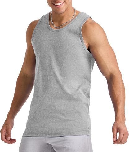 HOTHanes Men's Essentials Tank Top Pack, Midweight Cotton Tanks, Sleeveless Shirts, 3-Pack