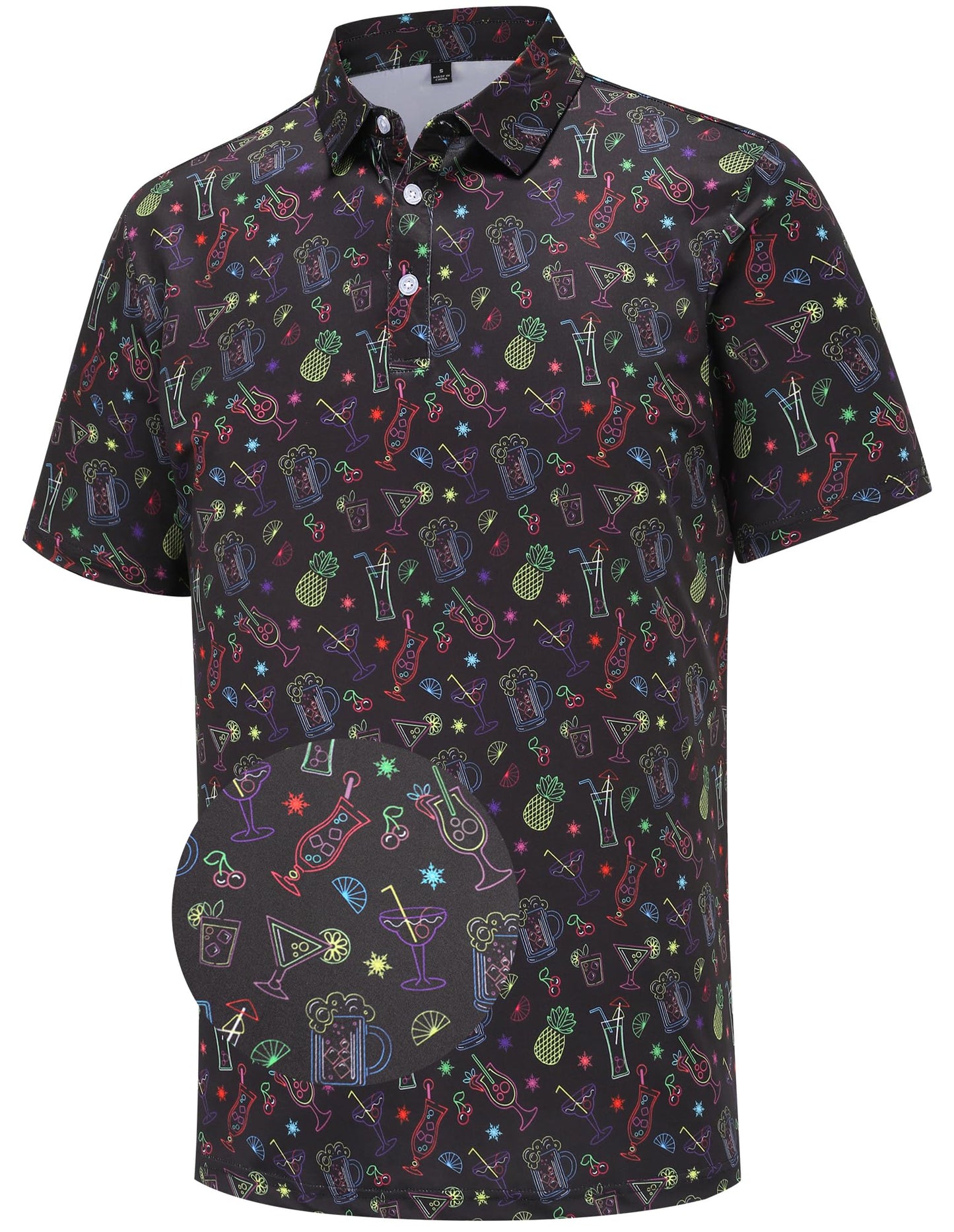 HOTMens Golf Polo Shirts Short Sleeve Performance Moisture Wicking Dry Fit Casual Print Funny Golf Polo Shirts for Men