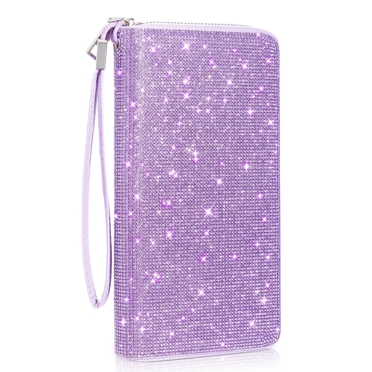 HOTMotiMind Silver Bling Gift Glitter Sparkly Wallet for Women Rhinestone/Pearl Wallet RFID Blocking Phone Purse Gifts for Mother's Day (Rhinestones)