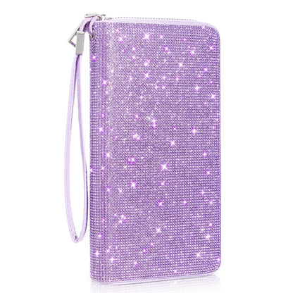 HOTMotiMind Silver Bling Gift Glitter Sparkly Wallet for Women Rhinestone/Pearl Wallet RFID Blocking Phone Purse Gifts for Mother's Day (Rhinestones)