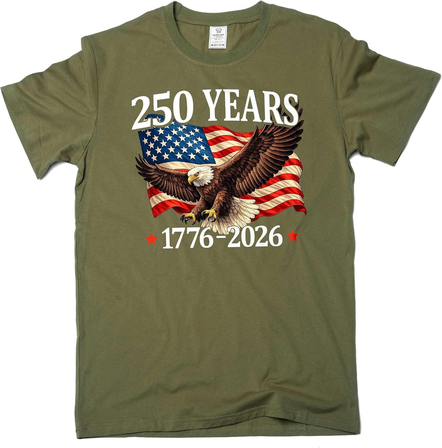 HOTSilver Lake T-shirts 250 Years US Independence Day T-Shirt 4th of July 1776-2026 Patriotic Tee