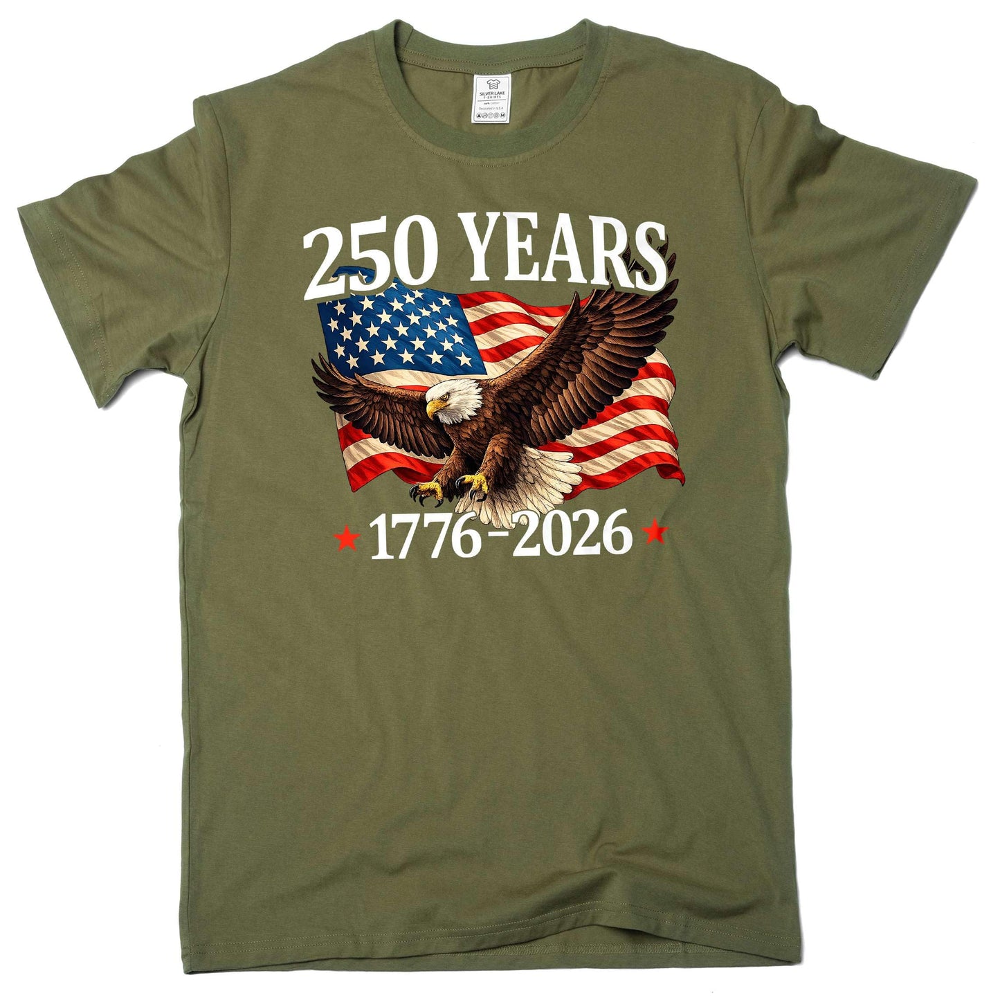 HOTSilver Lake T-shirts 250 Years US Independence Day T-Shirt 4th of July 1776-2026 Patriotic Tee