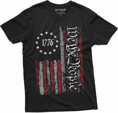 HOTWe The People Tee Shirt 1776 Independence Day 4th of July USA Graphic Flag Print T-Shirt