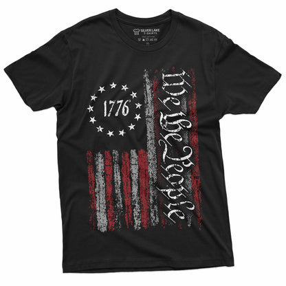 HOTWe The People Tee Shirt 1776 Independence Day 4th of July USA Graphic Flag Print T-Shirt