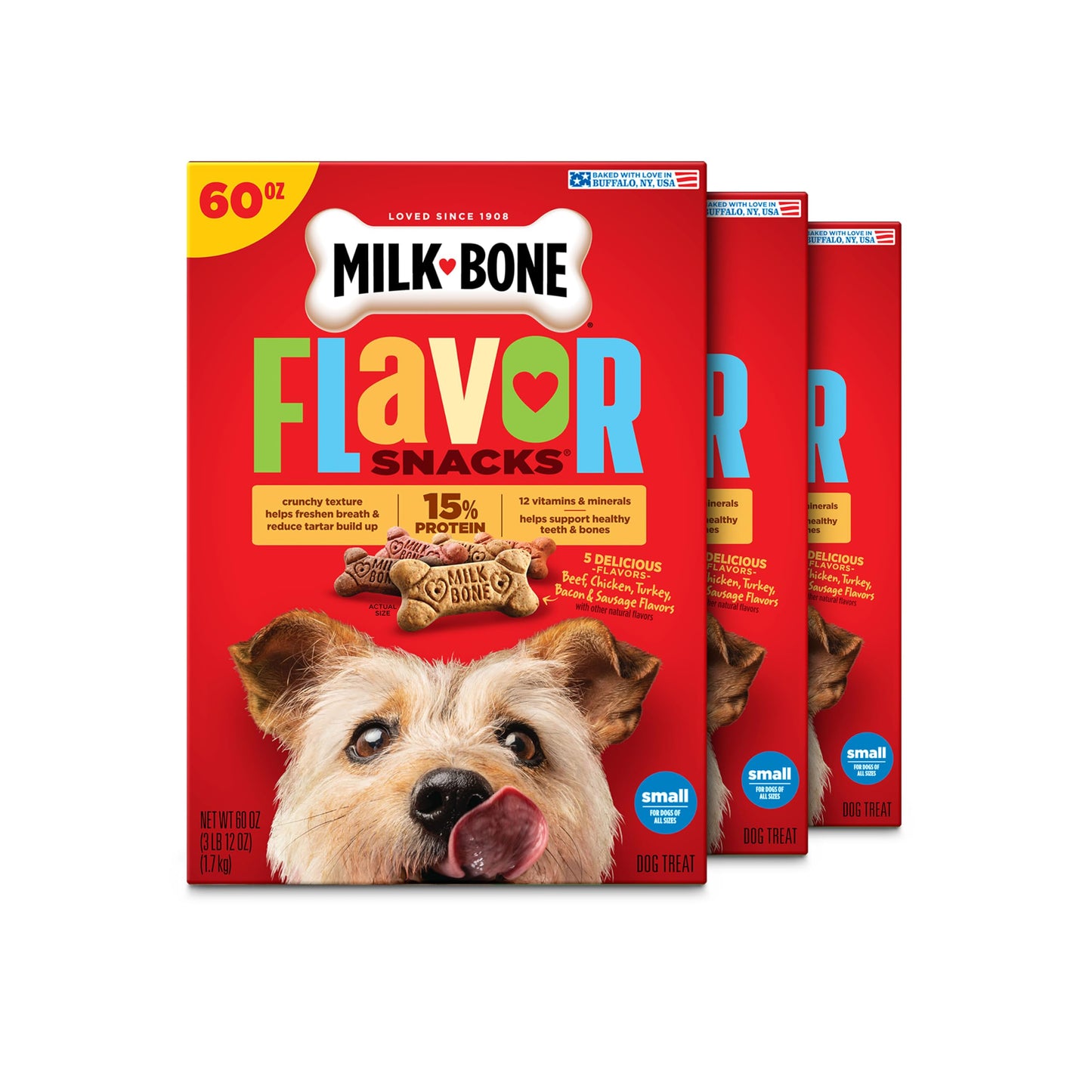 HOTMilk-Bone Flavor Snacks Small Dog Biscuits, Flavored Crunchy Dog Treats, 7 Pound Box | 5 meaty flavors with other natural flavors, crunchy small dog treats, 15% protein, 12 vitamins & minerals, made in the USA