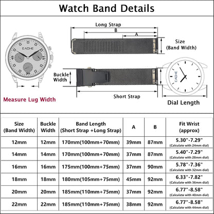 HOTEACHE Stainless Steel Mesh Watch Band for Men Women, Quick Release Mesh Watch Straps 12mm 14mm 16mm 18mm 20mm 22mm