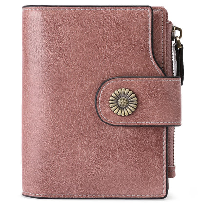 HOTFalan Mule Women's Lightweight Genuine Leather Wallet, Includes Card Holders, RFID-Blocking, Lightweight, Photo & ID Holder, Green