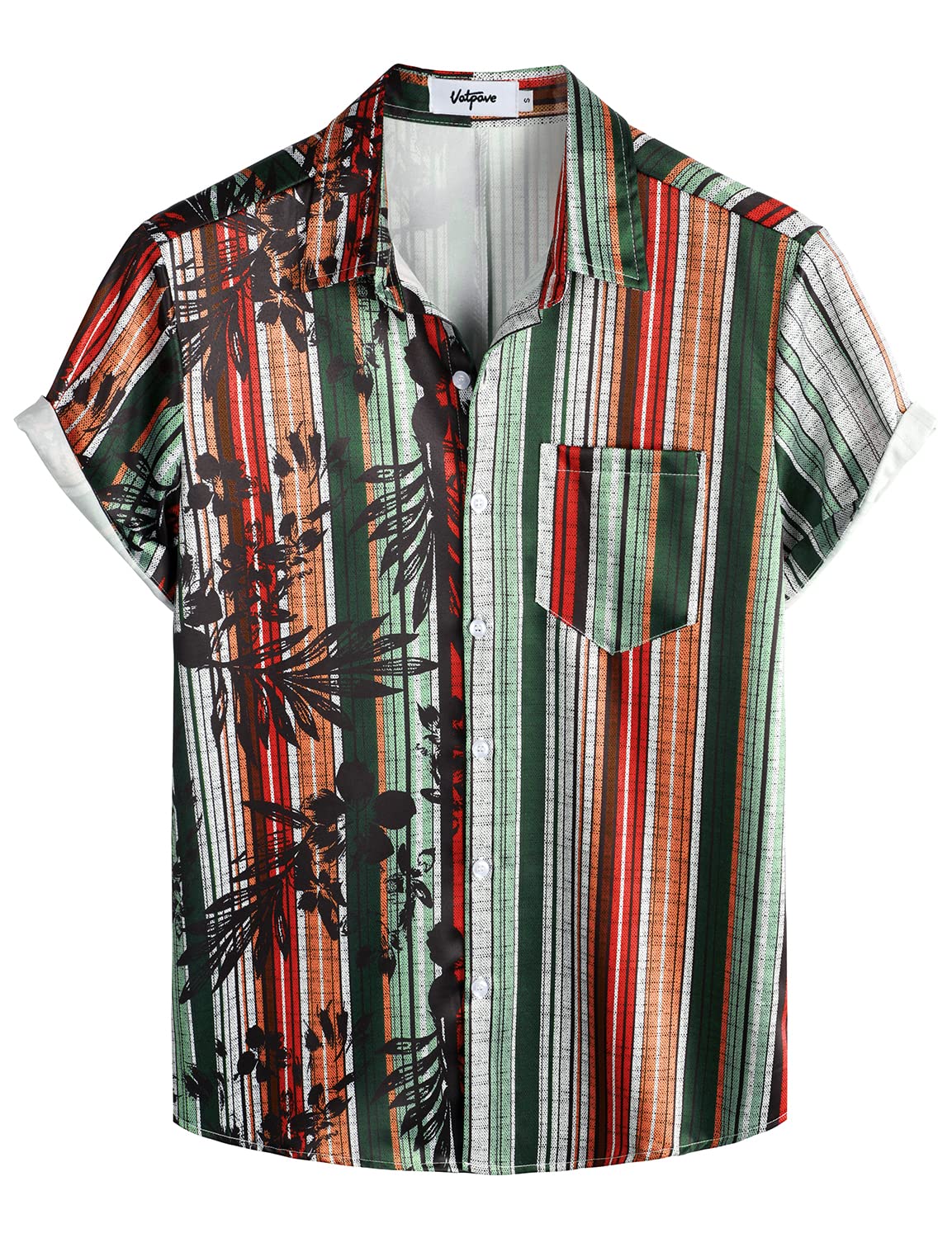 HOTVATPAVE Mens Hawaiian Flamingo Shirt Casual Tropical Summer Beach Shirts | Animal Print, Button Down Short Sleeve, Stylish, Untucked, Vacation, Floral, Cruise, Date, Party, Rave, Concert, Pocket
