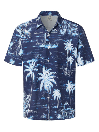 HOTHardaddy Men's Hawaiian Shirt Short Sleeves Coconut Printed Button Down Summer Beach Casual Shirts