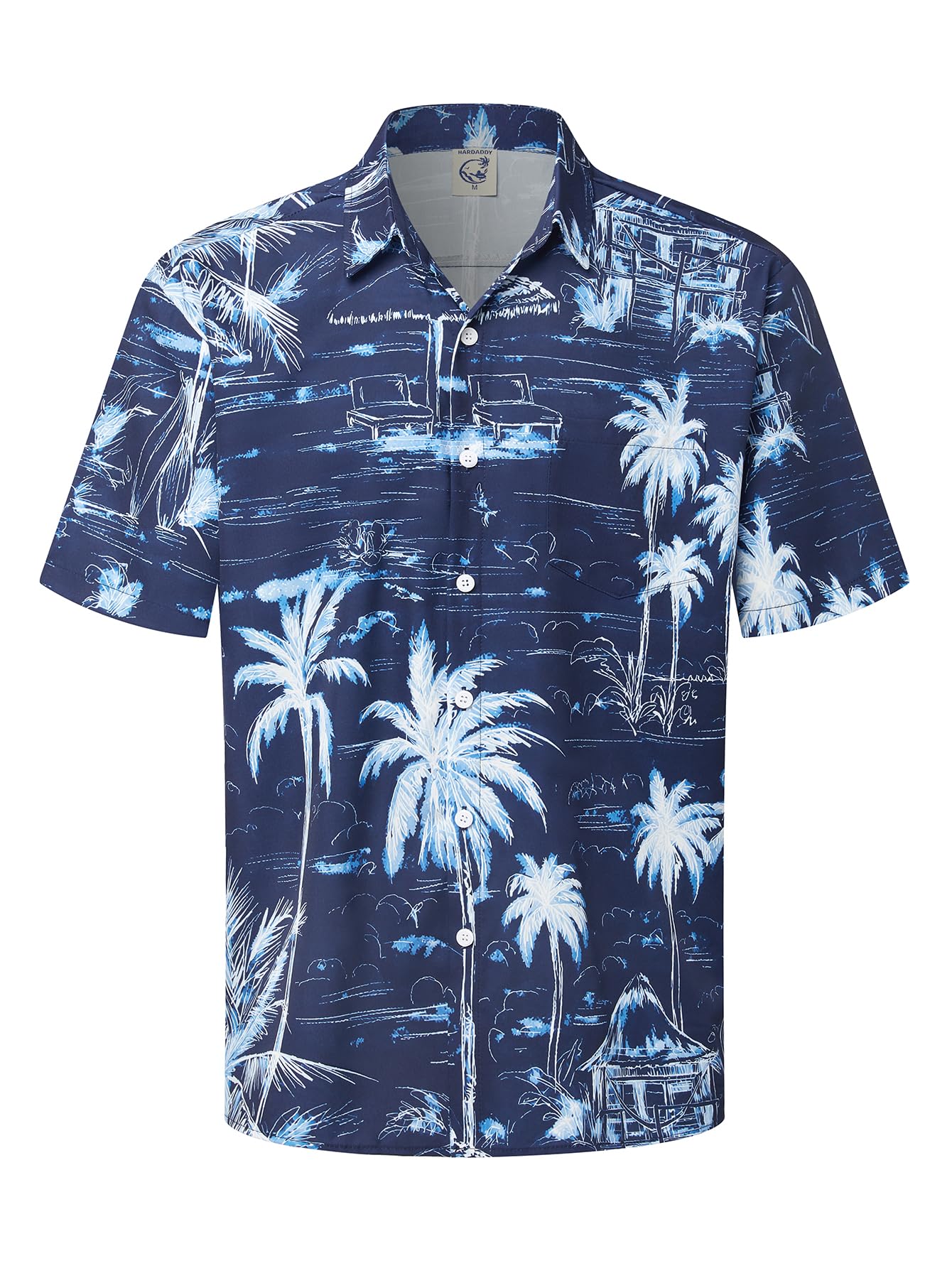 HOTHardaddy Men's Hawaiian Shirt Short Sleeves Coconut Printed Button Down Summer Beach Casual Shirts