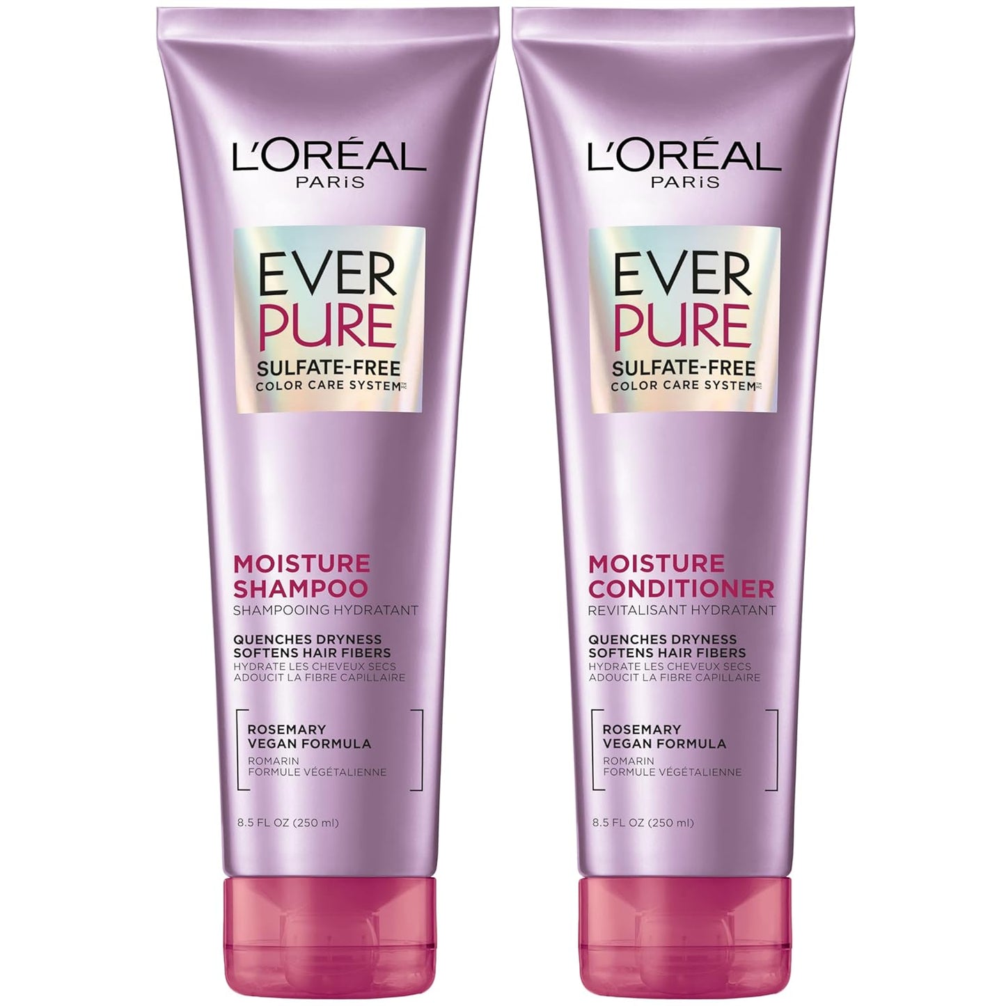 HOTL'Oreal Paris EverPure Moisture Shampoo and Conditioner Set, Sulfate-Free Hair Care for Dry or Color-Treated Hair with Rosemary Botanicals, 17 Fl Oz Set
