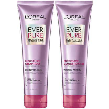 HOTL'Oreal Paris EverPure Moisture Shampoo and Conditioner Set, Sulfate-Free Hair Care for Dry or Color-Treated Hair with Rosemary Botanicals, 17 Fl Oz Set
