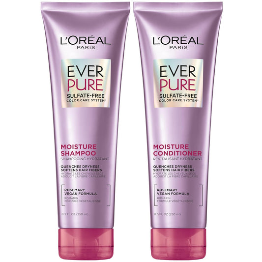 HOTL'Oreal Paris EverPure Moisture Shampoo and Conditioner Set, Sulfate-Free Hair Care for Dry or Color-Treated Hair with Rosemary Botanicals, 17 Fl Oz Set
