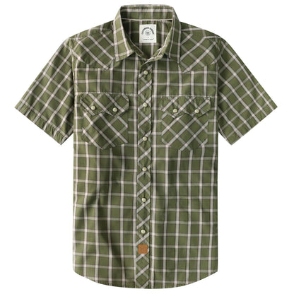 HOTDubinik® Pearl Snap Western Shirts for Men Short Sleeve Cowboy Men's Casual Shirt with 2 Sawtooth Pocket Vintage