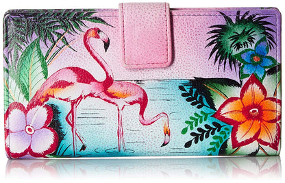 HOTAnna by Anuschka Women's Hand Painted Genuine Leather Two Fold Organizer Wallet