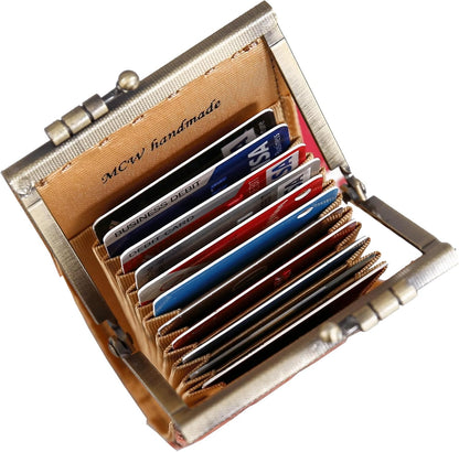 HOTAngelina's Palace Carpet Wallet Vintage Kiss Lock ID Pouch,Clasp Card Holder