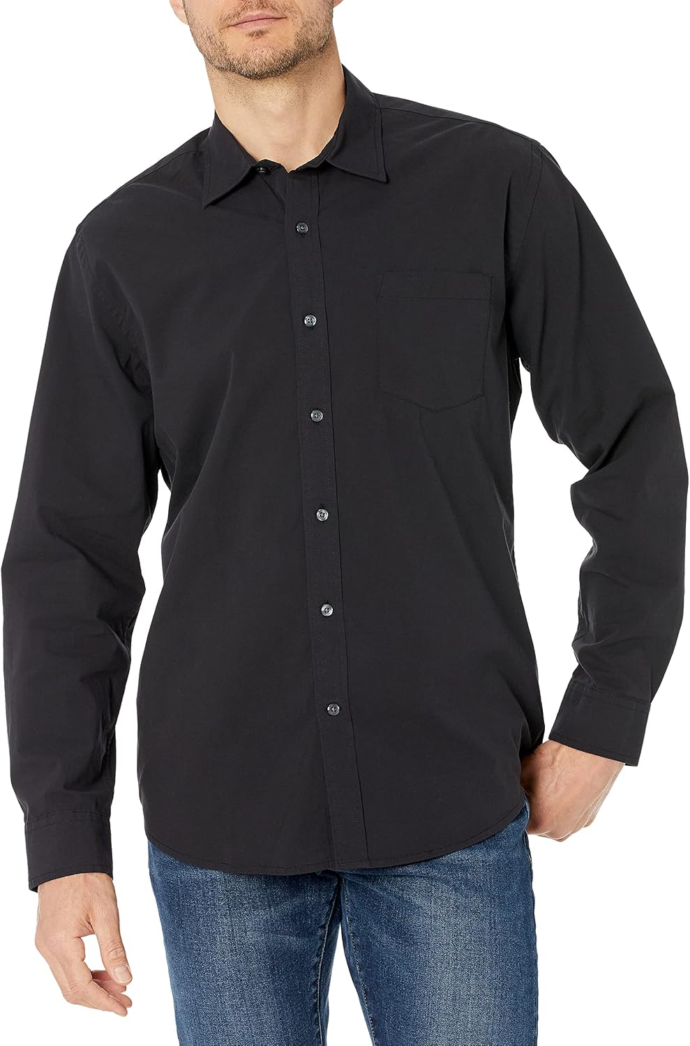 HOTAmazon Essentials Men's Regular-Fit Long-Sleeve Casual Poplin Shirt, Button Front, Business Casual, Collared