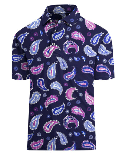 HOTHodaweisolp Golf Shirts for Men Dry Fit Print Moisture Wicking Performance Short Sleeve Polo Shirt
