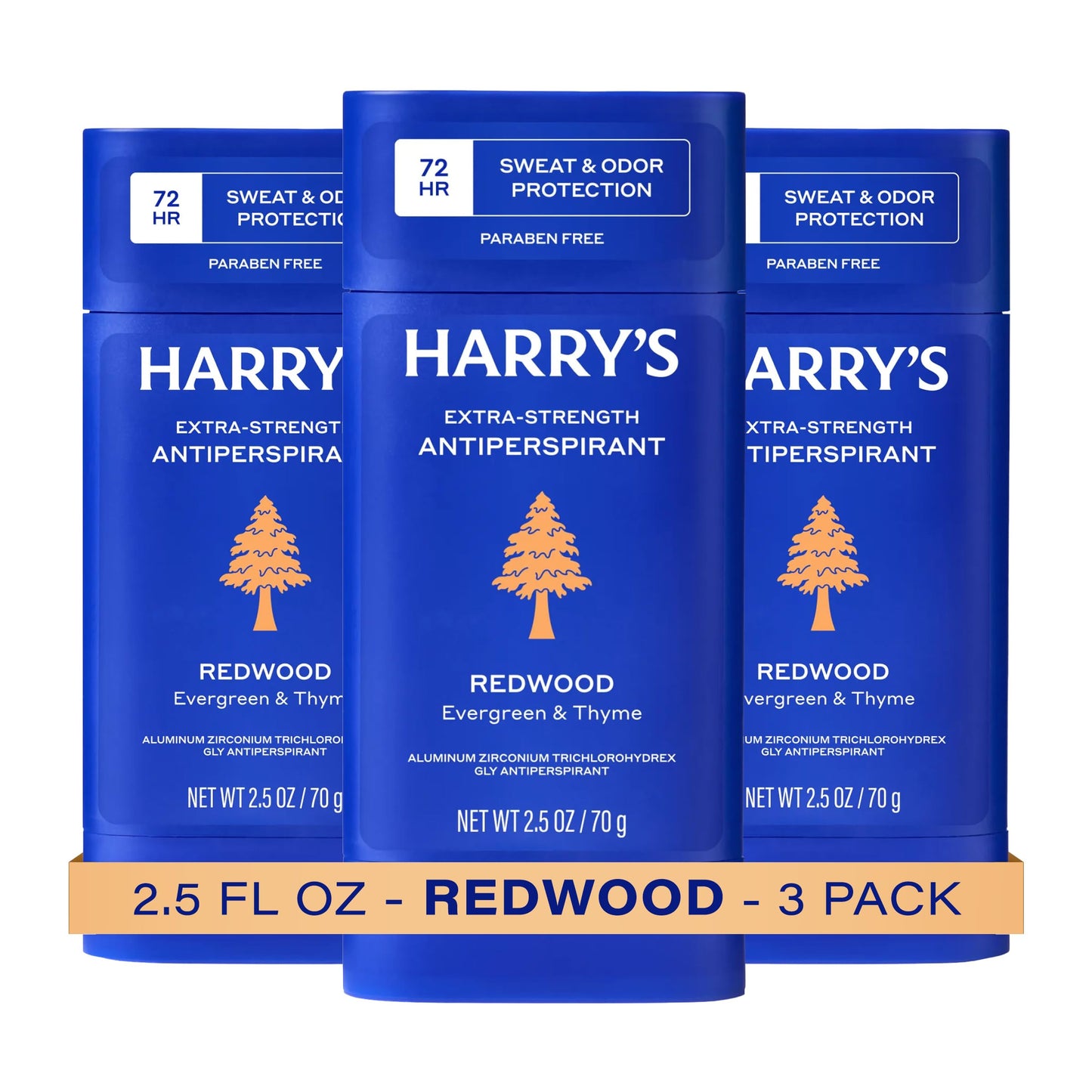 HOTHarry's Extra-Strength Antiperspirant Deodorant, Sweat & Odor Control Antiperspirant for Men, Variety Pack - Stone, Redwood, Wildlands, 2.5 oz Pack of 3