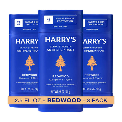 HOTHarry's Extra-Strength Antiperspirant Deodorant, Sweat & Odor Control Antiperspirant for Men, Variety Pack - Stone, Redwood, Wildlands, 2.5 oz Pack of 3