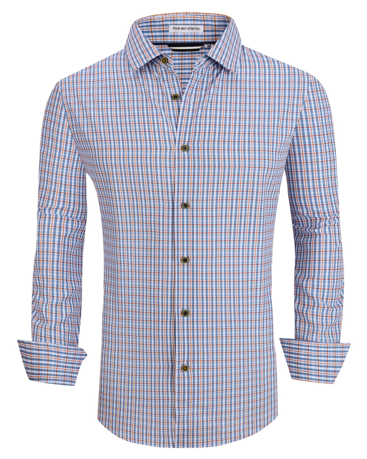 HOTAlex Vando Mens Wrinkle Free 4-Way Stretch Print Business Casual Shirt | Wrinkle resistant, Machine washable, Classic check Pattern, True-to-size cut, Business & Daily, Easy outfit pairing