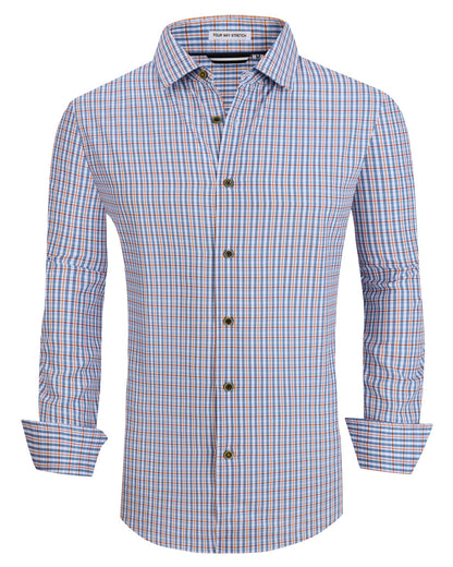HOTAlex Vando Mens Wrinkle Free 4-Way Stretch Print Business Casual Shirt | Wrinkle resistant, Machine washable, Classic check Pattern, True-to-size cut, Business & Daily, Easy outfit pairing