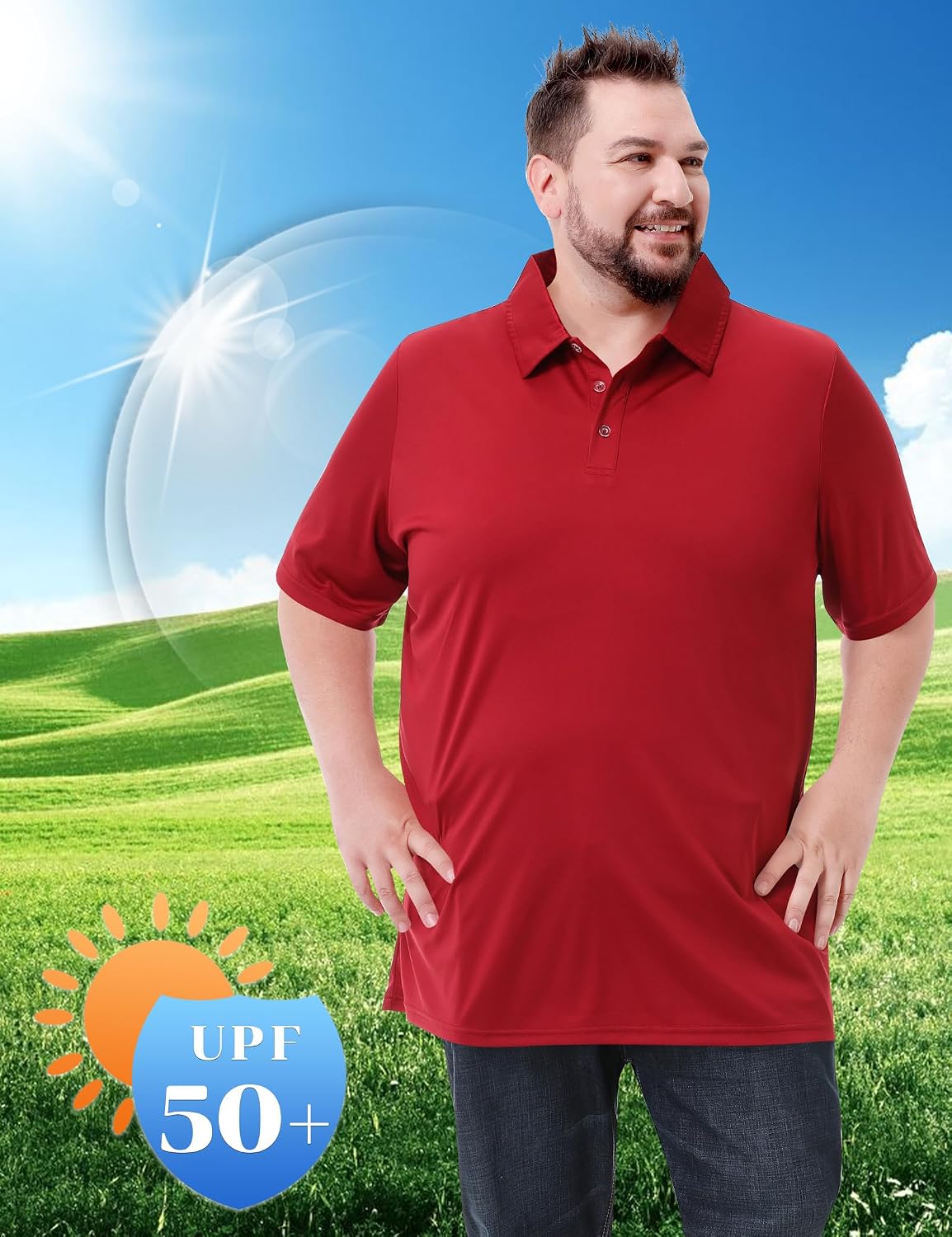 HOTIdtswch Men's Big and Tall Polo Shirts UPF 50+ Casual Work Quick Dry Short Sleeve Collared Golf Shirt（XL-8XL）