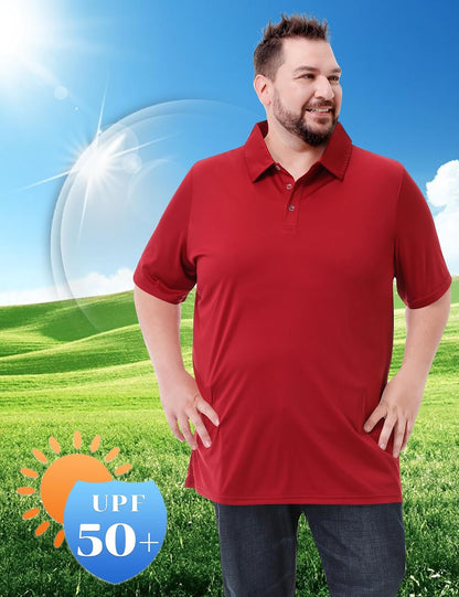 HOTIdtswch Men's Big and Tall Polo Shirts UPF 50+ Casual Work Quick Dry Short Sleeve Collared Golf Shirt（XL-8XL）