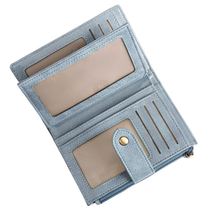 HOTFalan Mule Women's Lightweight Genuine Leather Wallet, Includes Card Holders, RFID-Blocking, Lightweight, Photo & ID Holder, Green