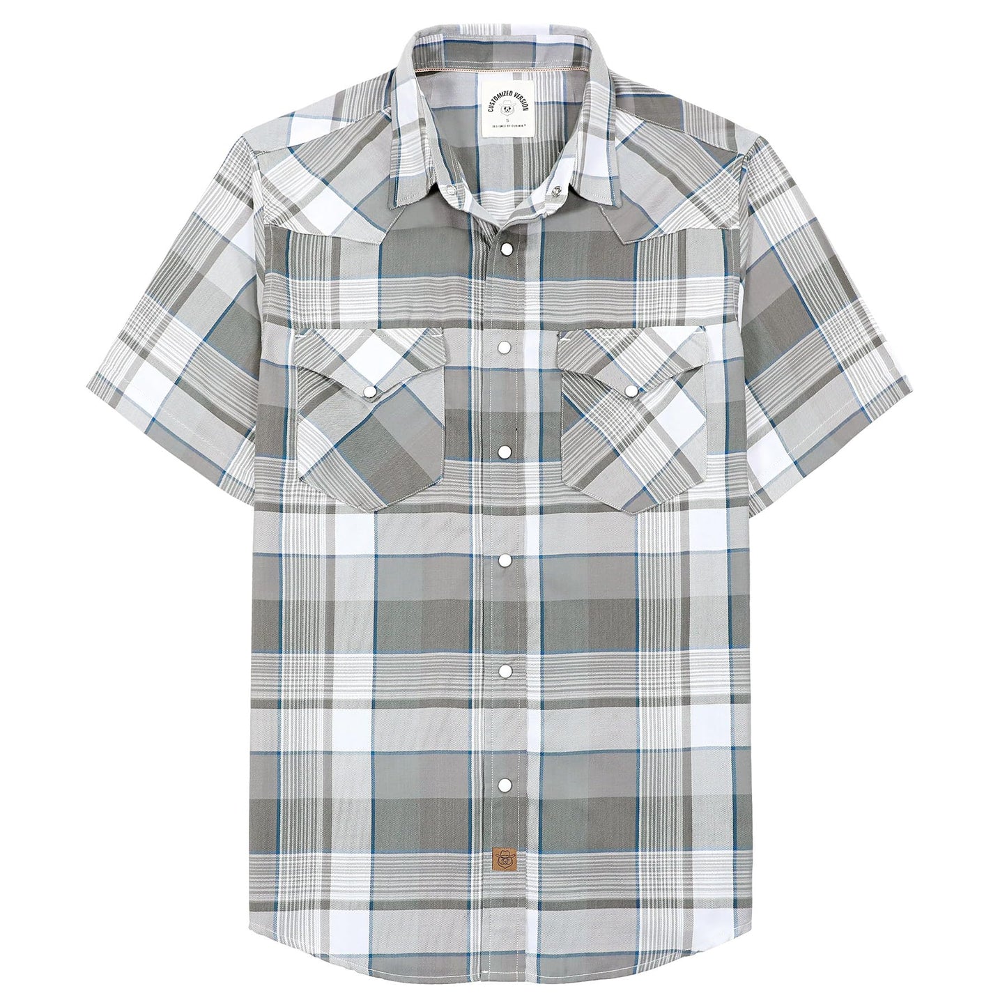 HOTDubinik® Viscose Made from Bamboo Mens Short Sleeve Shirts Plaid Shirt Western Cowboy Pearl Snap Casual Plaid Shirts for Men