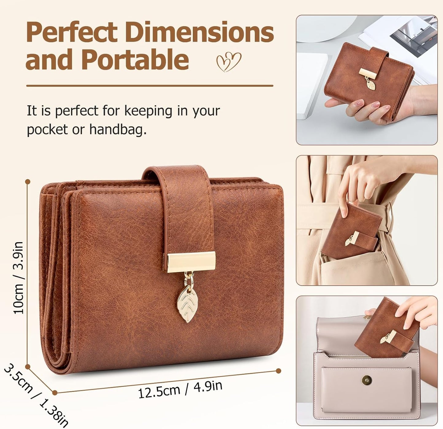 HOTHUANLANG Small Wallets for Women Rfid Blocking Leather Bifold Credit Card Holder Ladies Wallet Zipper Pocket with ID Window