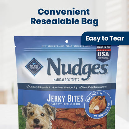 HOTBlue Buffalo Nudges Chicken Jerky Bites Natural Dog Treats, Tender & Meaty Dog Snacks, Healthy Reward or Training Treat, Made in the USA with Real Chicken, No Artificial Preservatives, 16 oz.