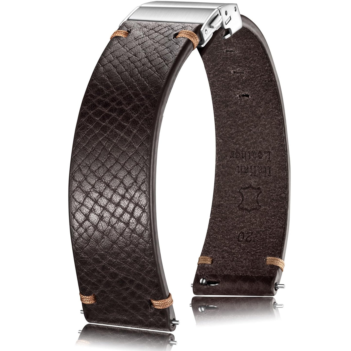HOTGetalia Italian Leather Watch Band | Tuscany Vegetable-Tanned Full Grain Calfskin Palm Grain Strap, Quick Release Watch Band with Folding Clasp, 18mm 19mm 20mm 21mm 22mm, Soft Strap for Men Women