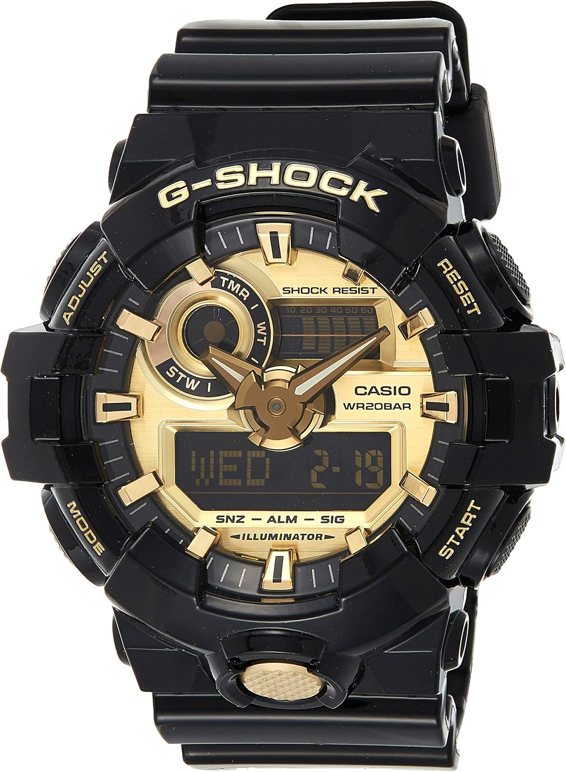 HOTCasio Men's 'G Shock' Quartz Resin Casual Watch, Color:Black (Model: GA-710GB-1ACR)