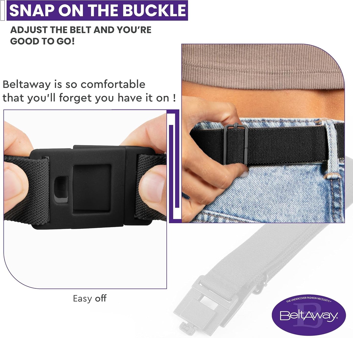 HOTBELTAWAY Easily Adjustable Elastic Flat Buckle No Show Belts for Women – Stretch No Bulge jeans pants