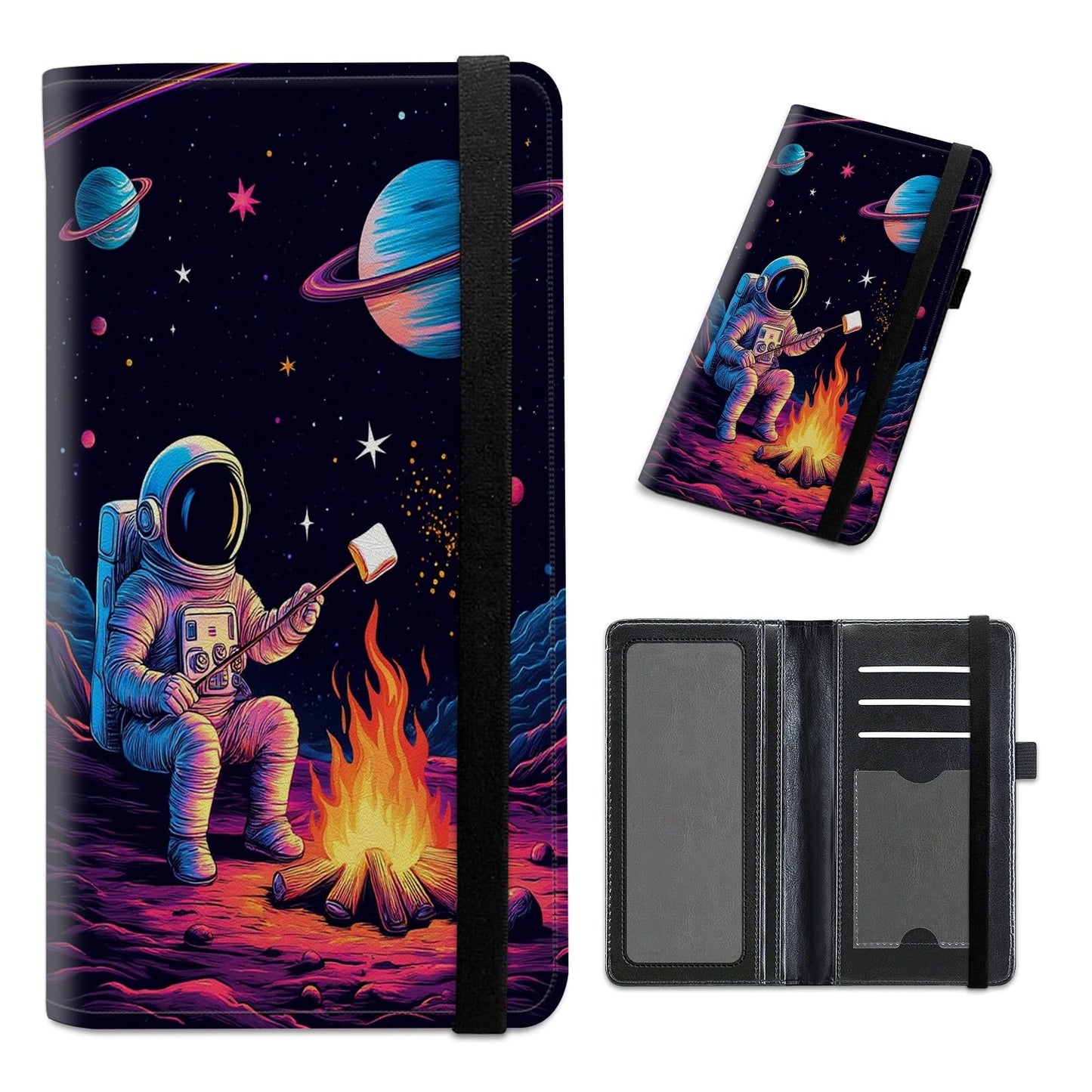 HOTCheckbook Cover for Personal Checkbook Leather Check Book Covers for Women Men with RFID Blocking Multi Card Slots Lightweight Compact Wallet, Retro Music Note