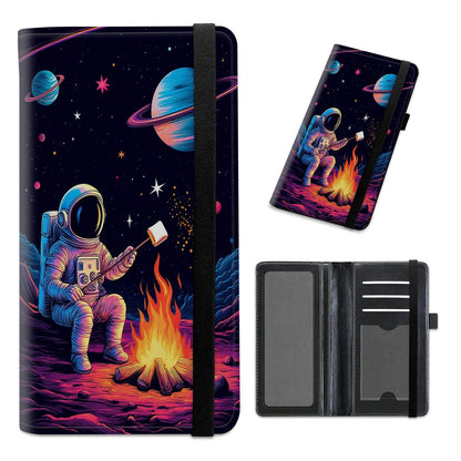 HOTCheckbook Cover for Personal Checkbook Leather Check Book Covers for Women Men with RFID Blocking Multi Card Slots Lightweight Compact Wallet, Retro Music Note
