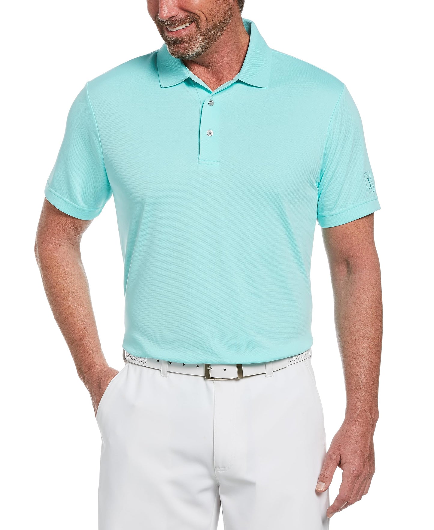 HOTPGA Tour Men's Airflux Solid Mesh Short Sleeve Classic Golf Polo Shirt