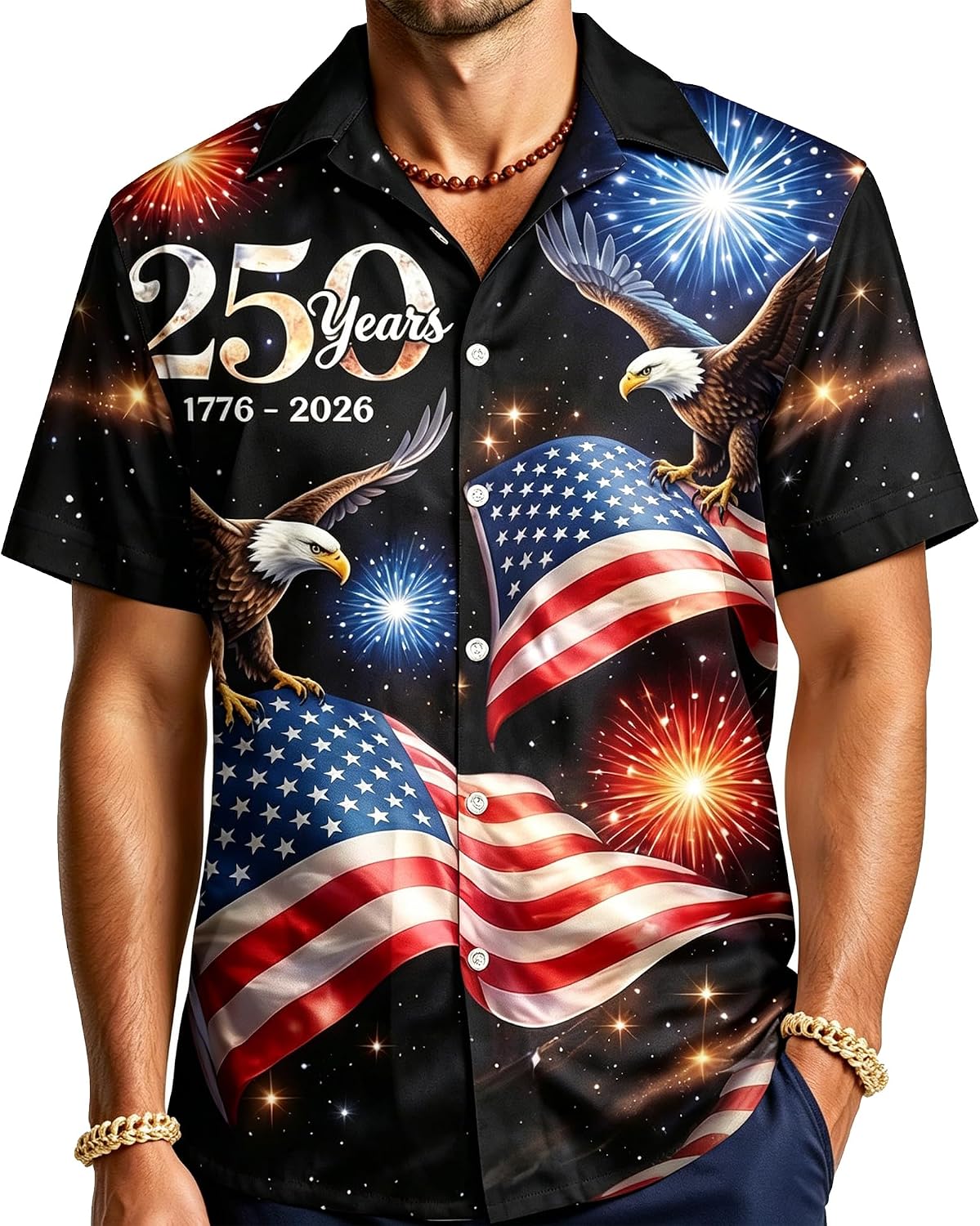 HOT250Th Anniversary USA Hawaiian Shirt for Men, 1776-2026 Patriotic Short Sleeve Shirt, Independence Day Gifts