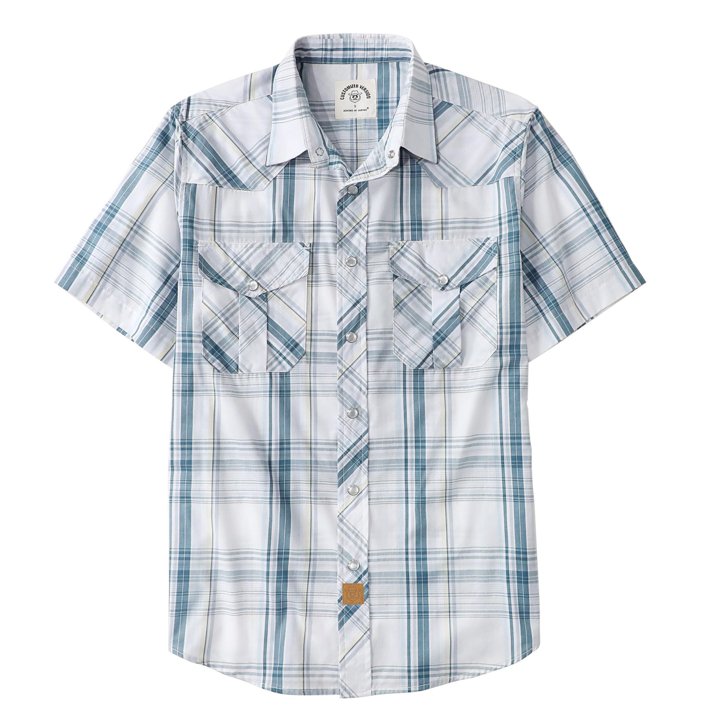 HOTDubinik® Western Shirts for Men Short Sleeve Plaid Pearl Snap Shirts for Men Button Up Shirt Cowboy Casual Work Shirt