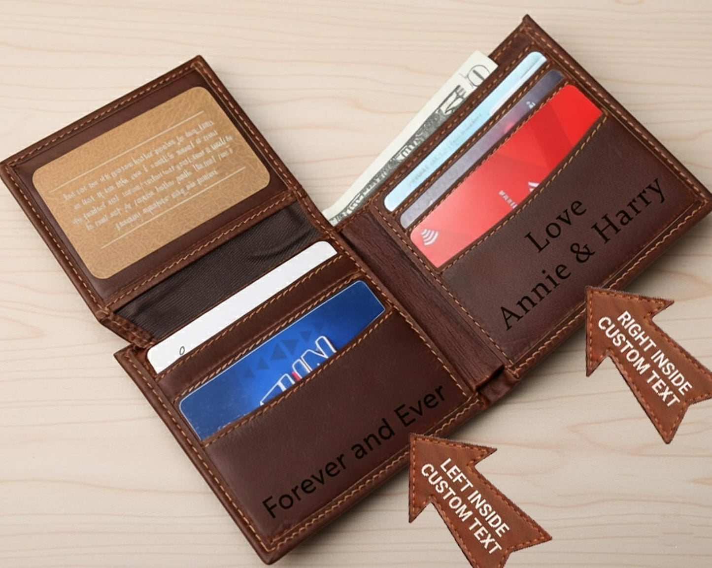 HOTCustom Wallet for Men, Personalized Genuine Leather Engraved Mens Wallet, Birthday & Christmas Gifts For Men Him Dad Son Boyfriend Husband, Gifts for Valentines Day & Fathers Day