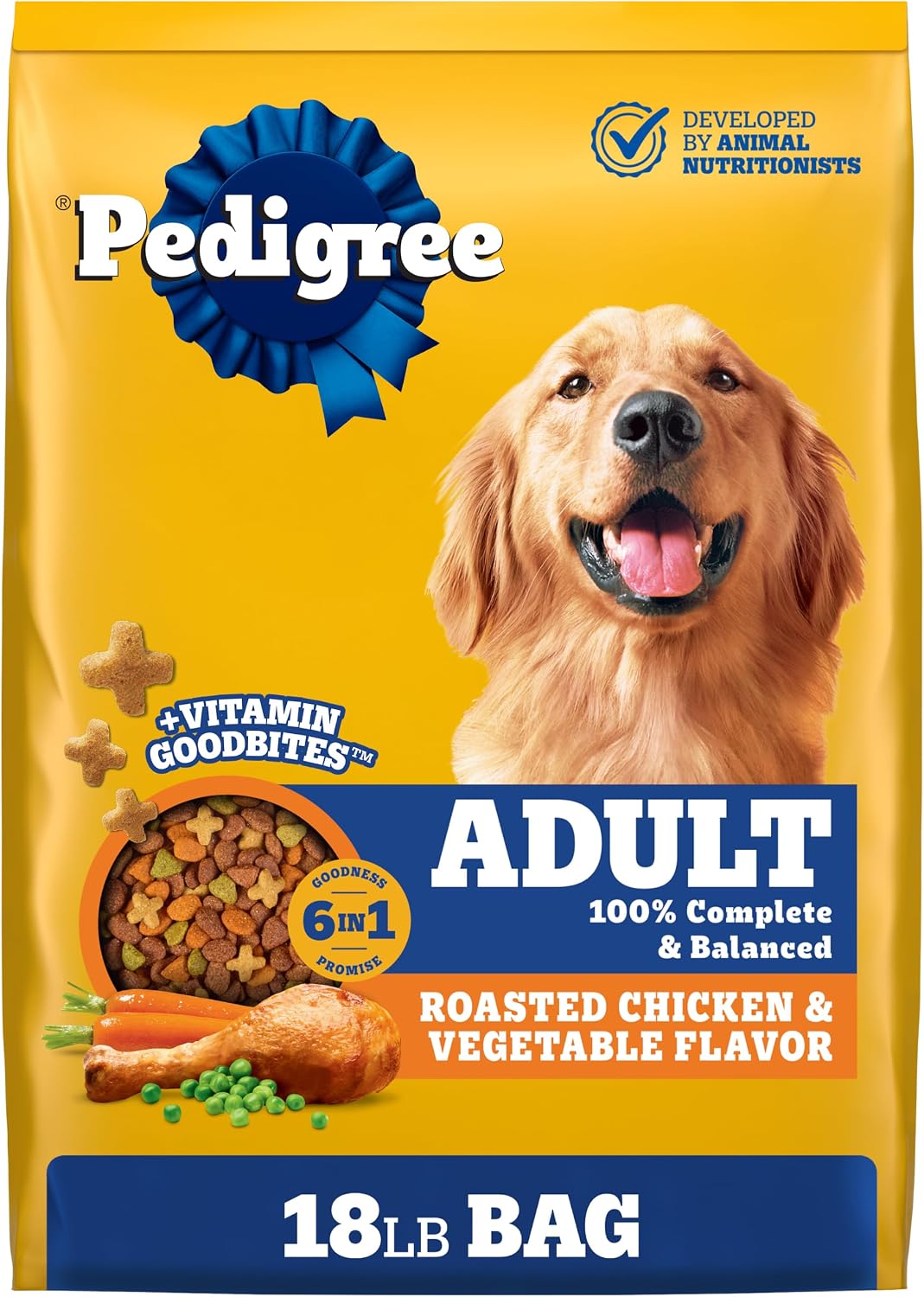 HOTPedigree Complete Nutrition Dry Dog Food, Chicken & Vegetable, 18 lb