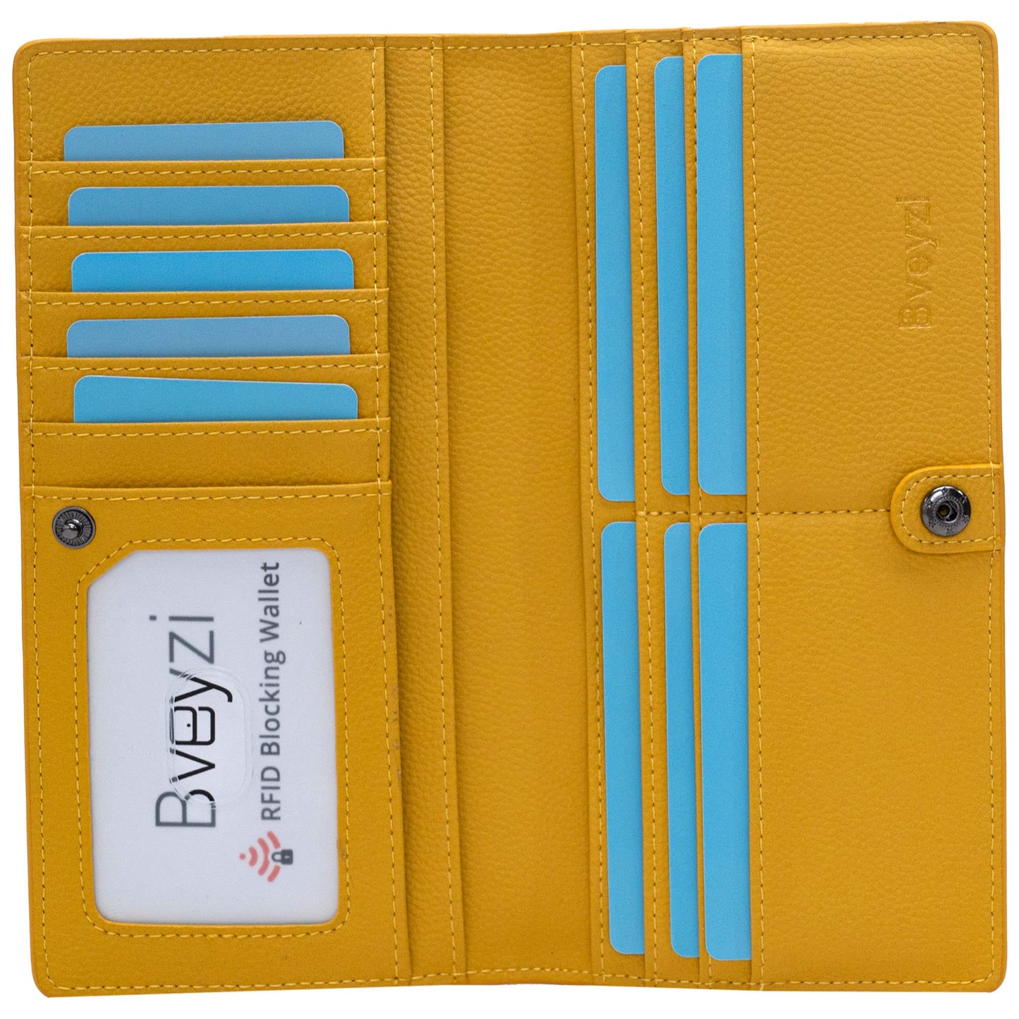 HOTBveyzi Ultra Slim Thin Leather RFID Blocking Credit Card Holder Bifold Clutch Wallets for Women