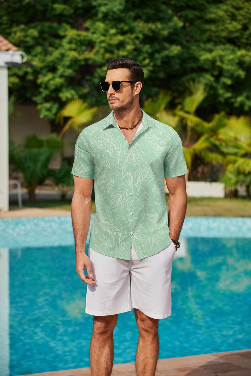 HOTCOOFANDY Mens Hawaiian Shirts Short Sleeve Button Down Aloha Shirt Casual Beach Clothes