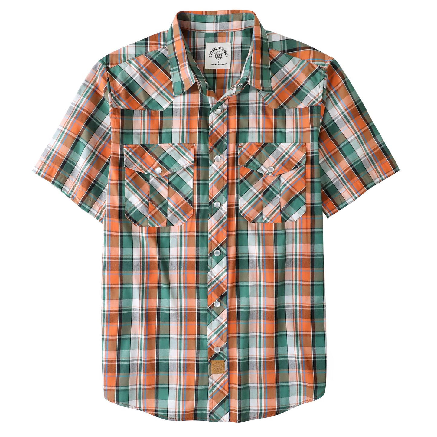 HOTDubinik® Western Shirts for Men Short Sleeve Plaid Pearl Snap Shirts for Men Button Up Shirt Cowboy Casual Work Shirt